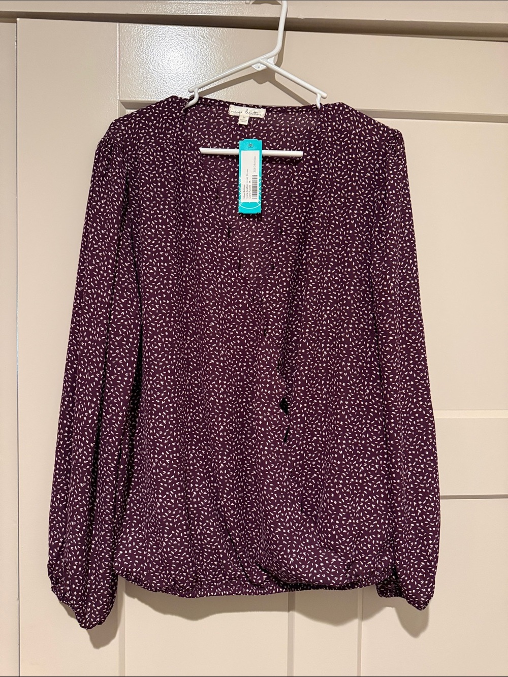 nine britton Aubergine Printed Long-Sleeve Blouse